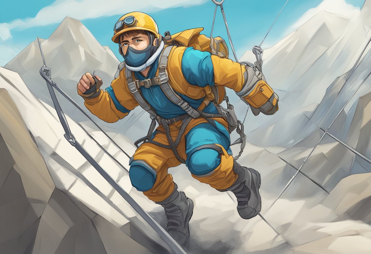 A determined figure conquers obstacles while wearing braces